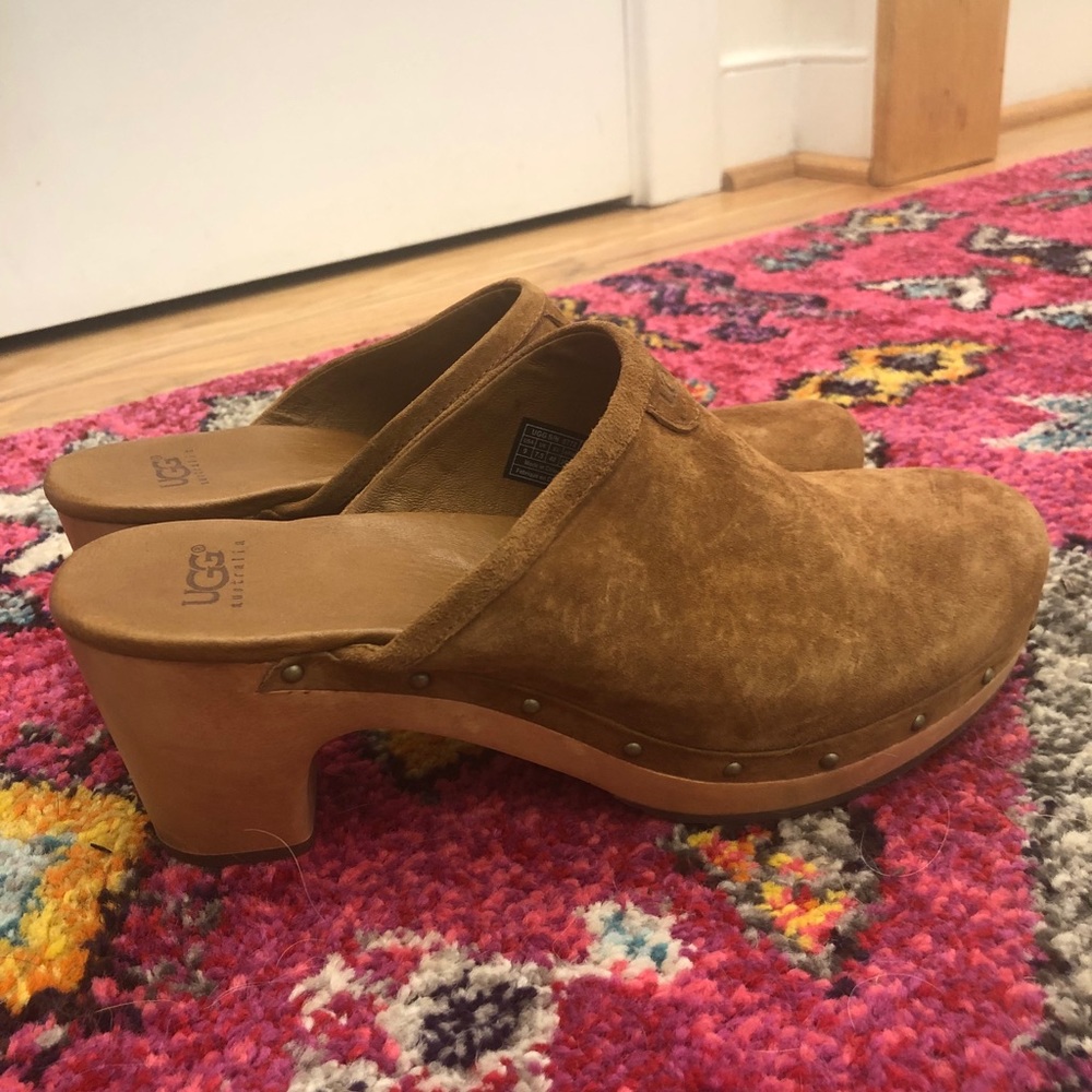 UGG “Abbie” Suede Clogs